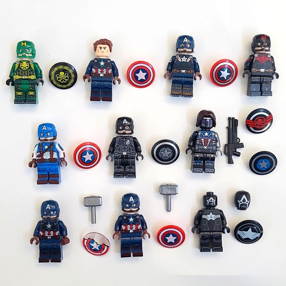 Lot of 10 Avengers Captain America Lego Compatible Minifigures Minifigs